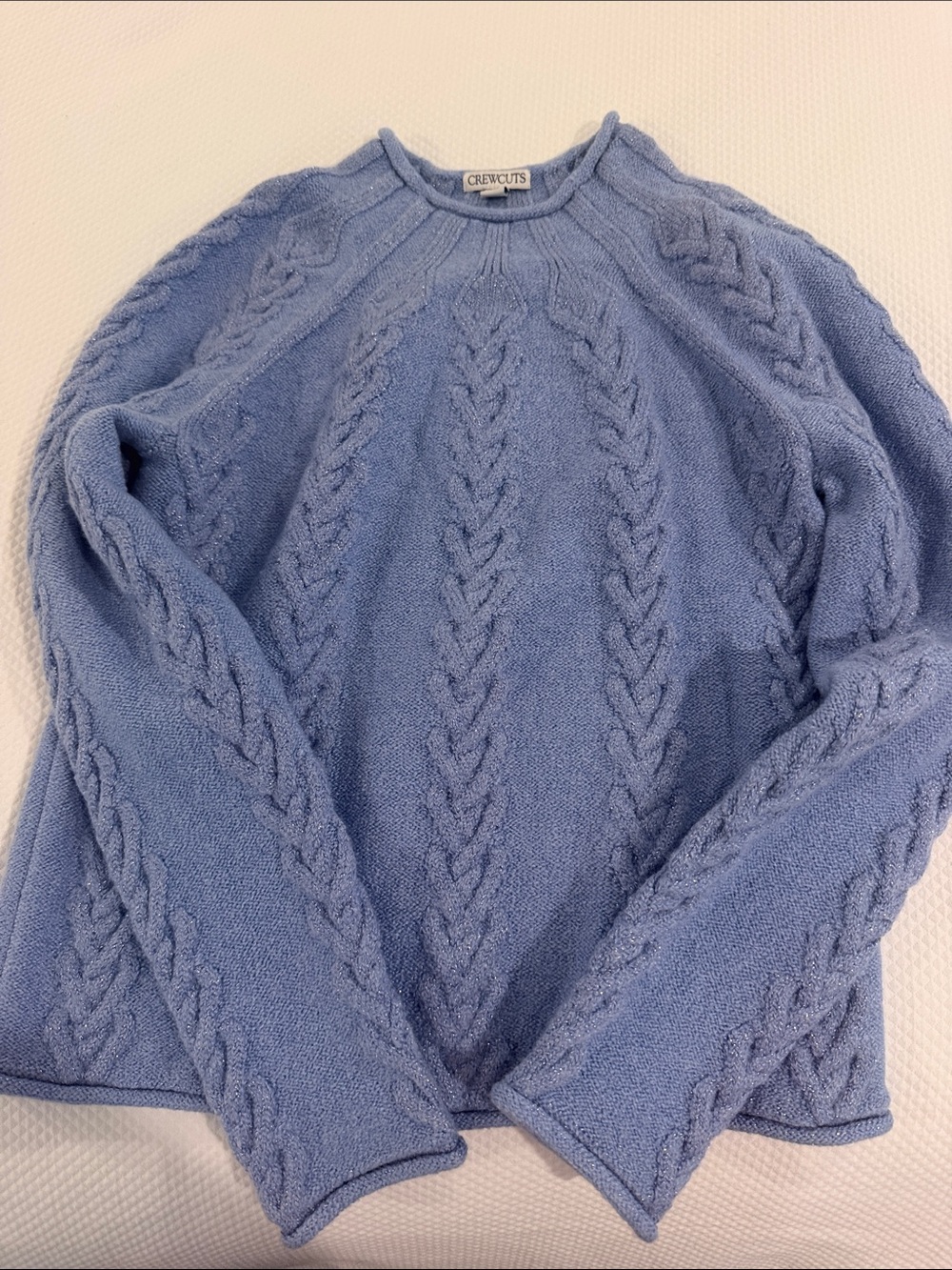 Crewcuts Light Blue Cable Knit Scoop-Neck Sweater